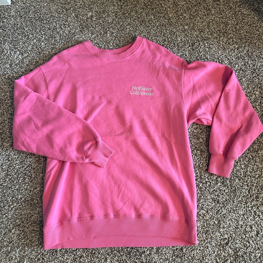 Hollister Pink Crew Neck Sweater Vibrant Cotton Blend